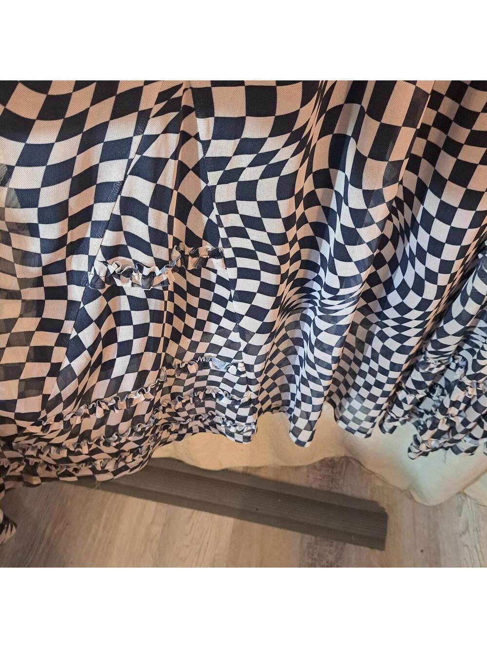 Davi & Dani Item is Black and tan. Checkered Pattern Midi Dress - Picture 5 of 6
